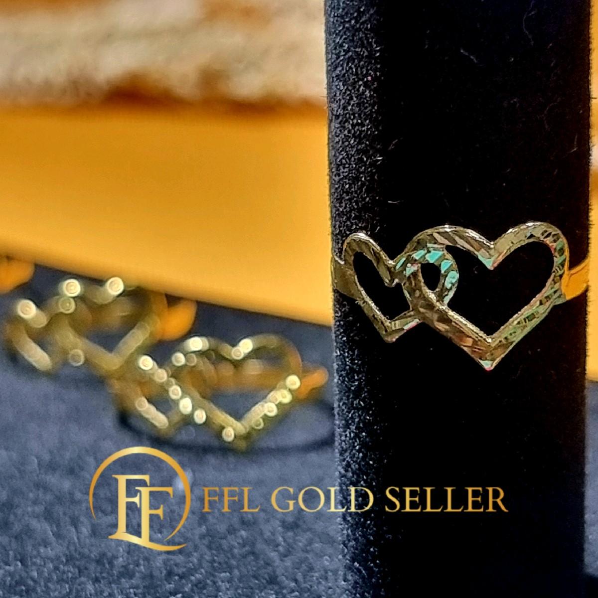 Double Diacut Heart Ring