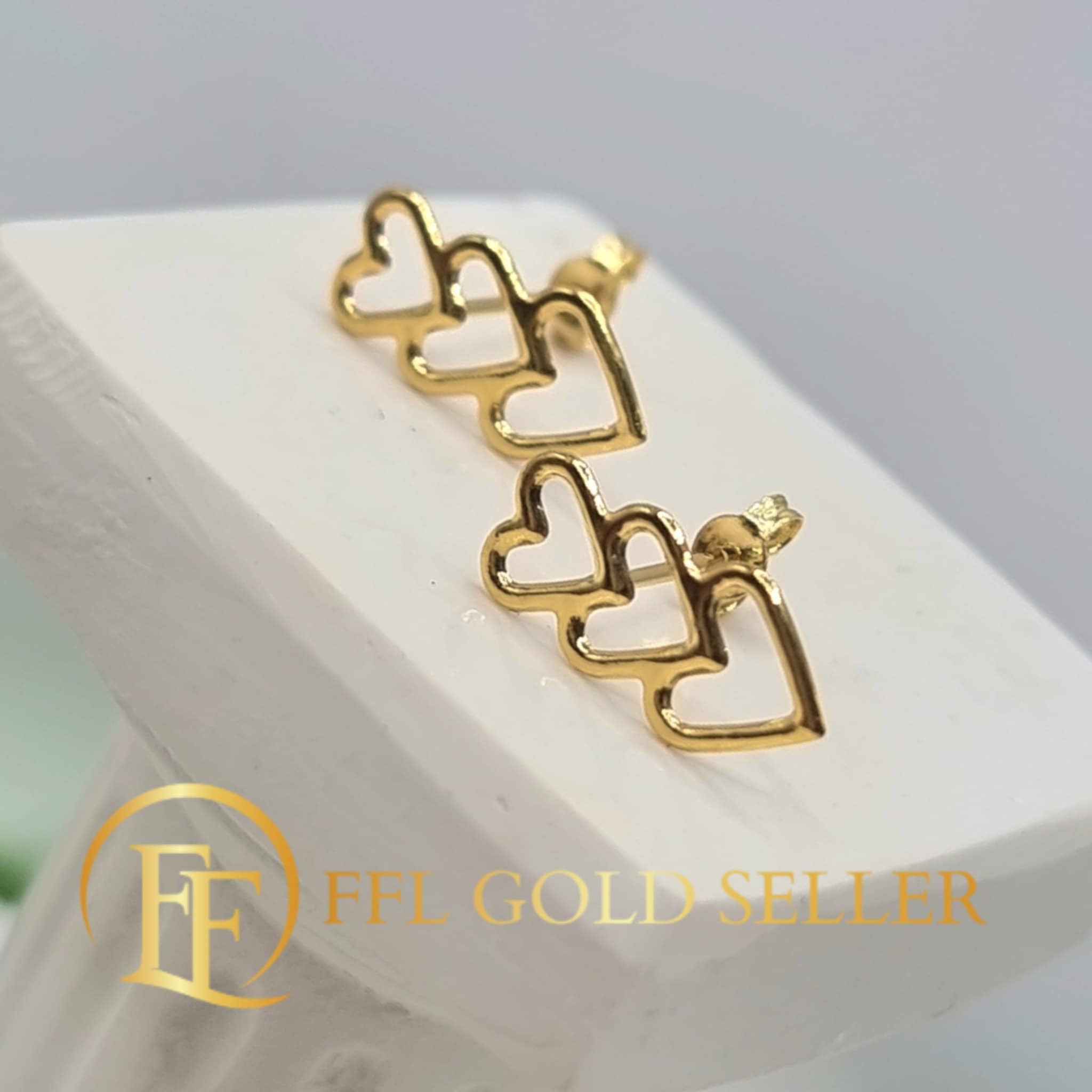 3 Open Heart Stud Earring