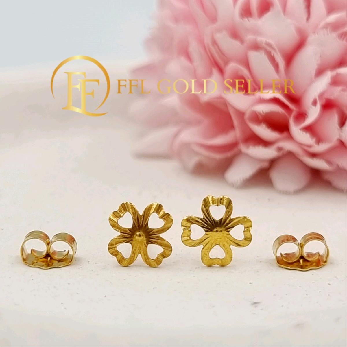 4 Hearts with Gold Lock Earring