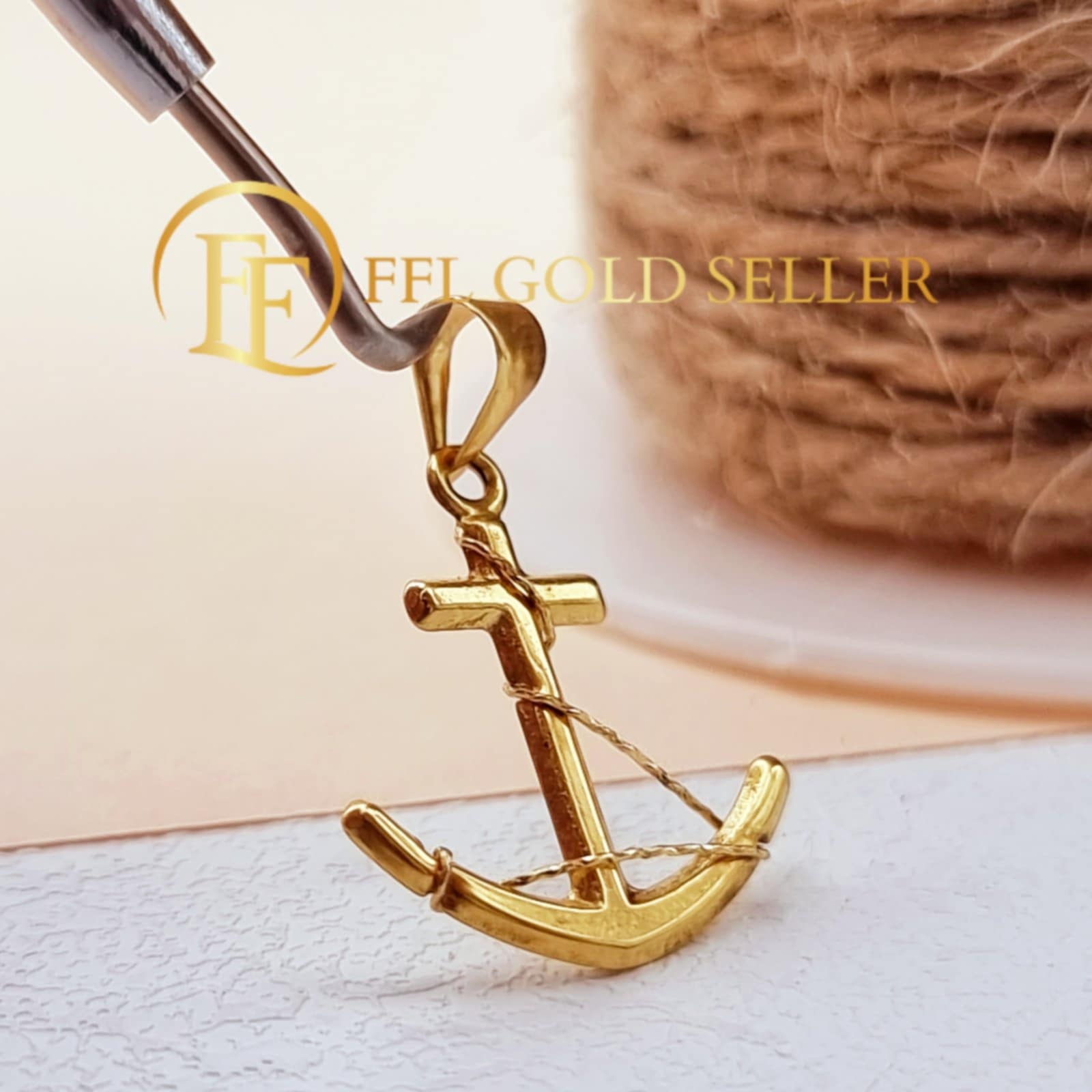 Anchor Back To Back Gold Pendant