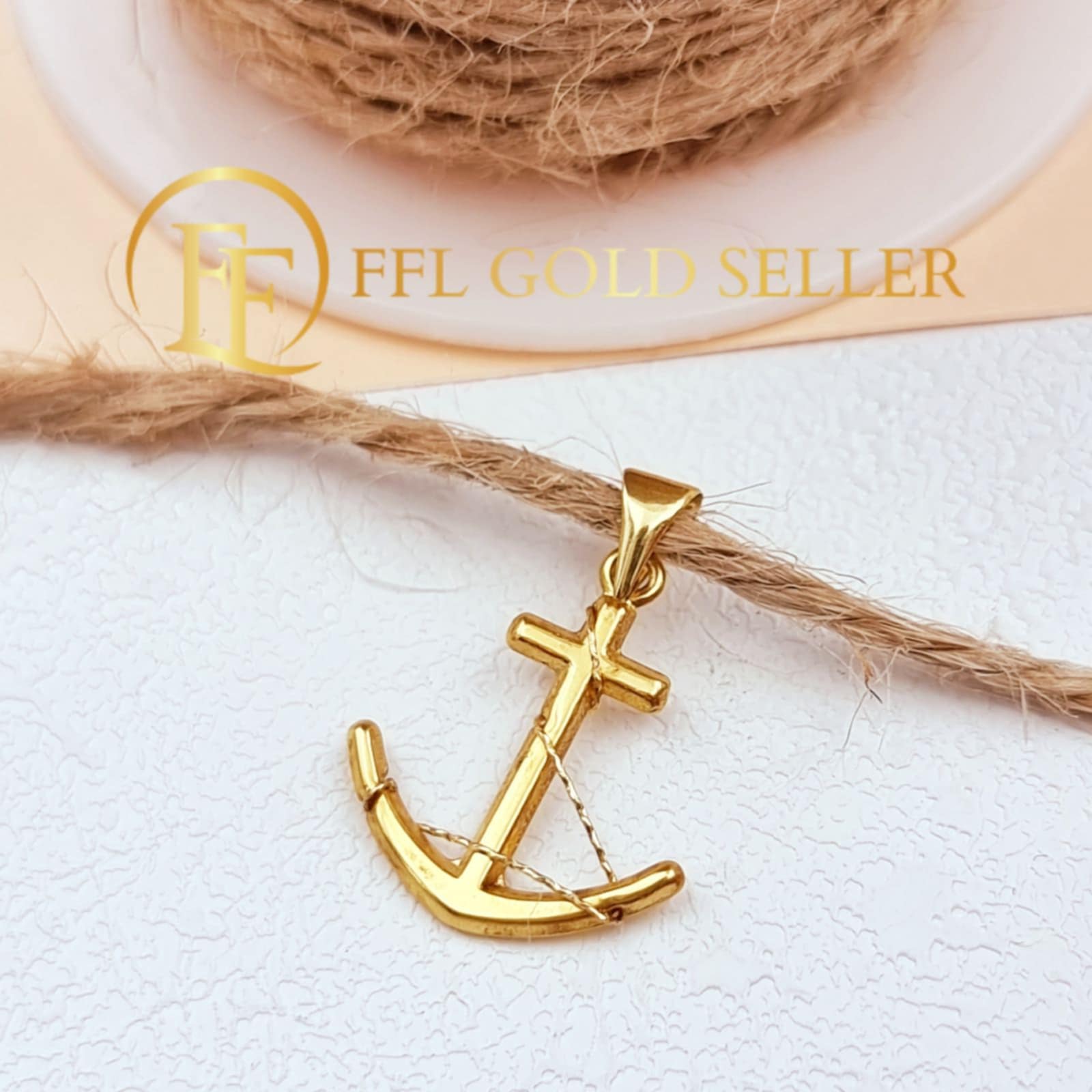 Anchor Back To Back Gold Pendant