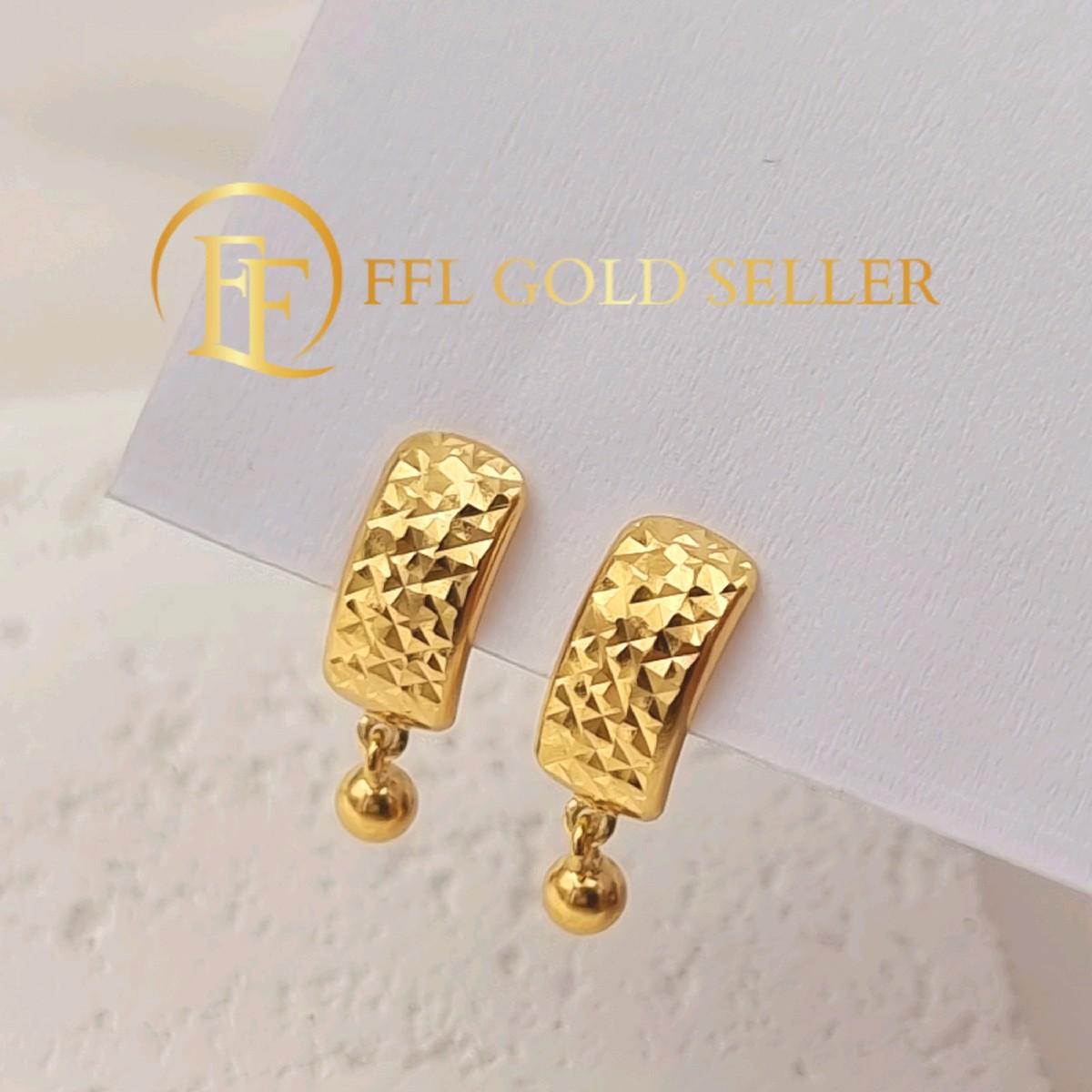 Diacut Rectangle with Dangling Ball Earring