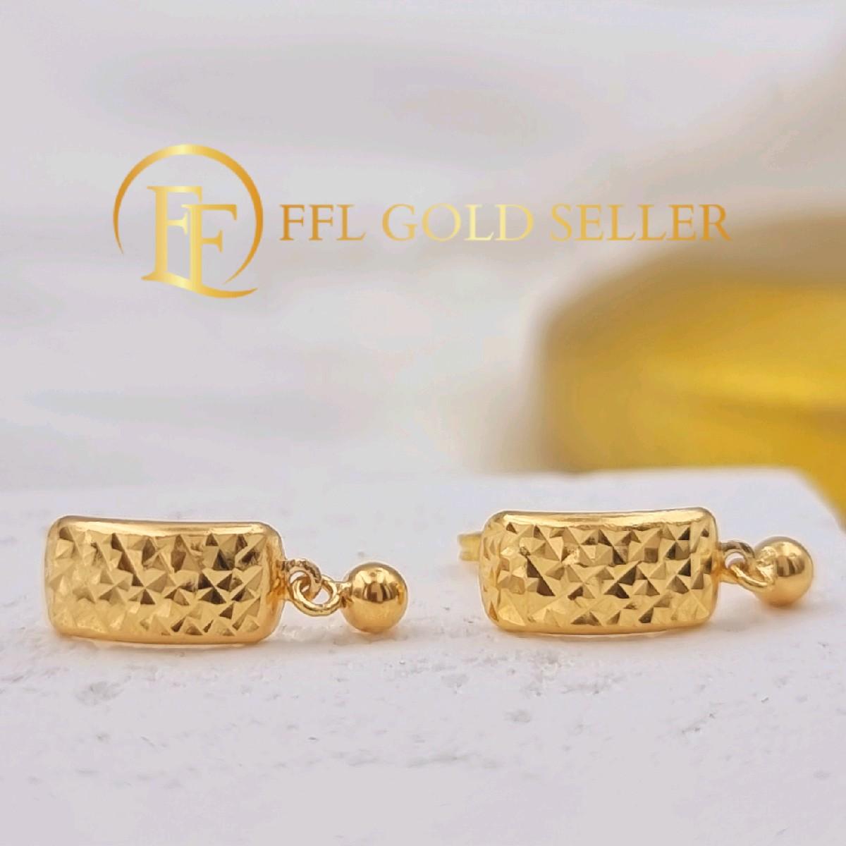 Diacut Rectangle with Dangling Ball Earring