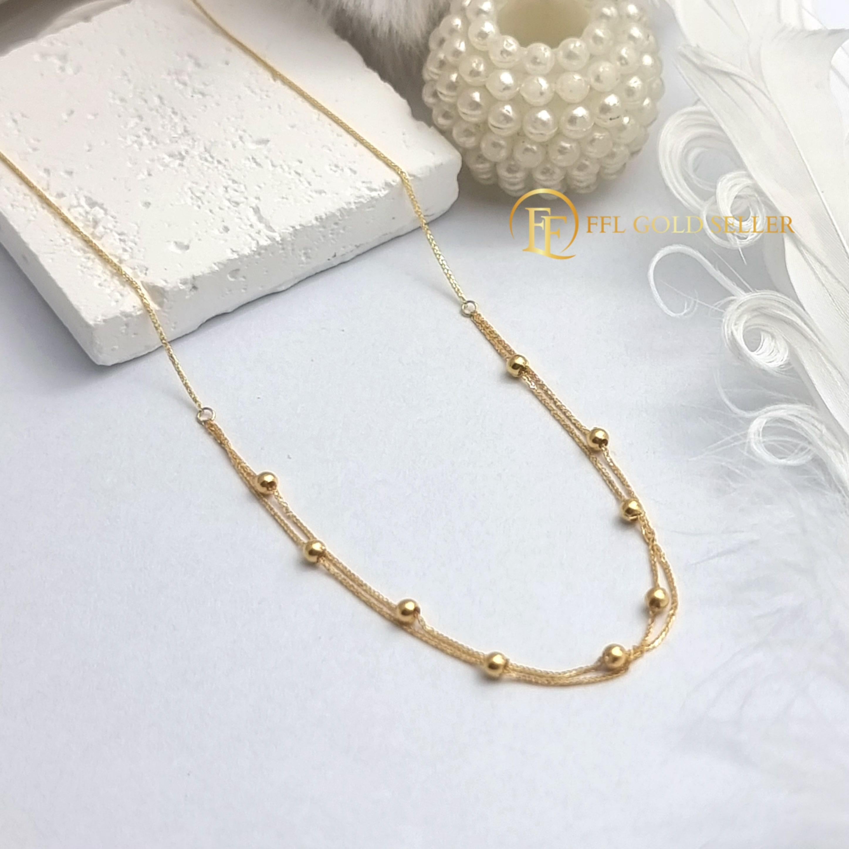 Double Chain Ball Station Necklace