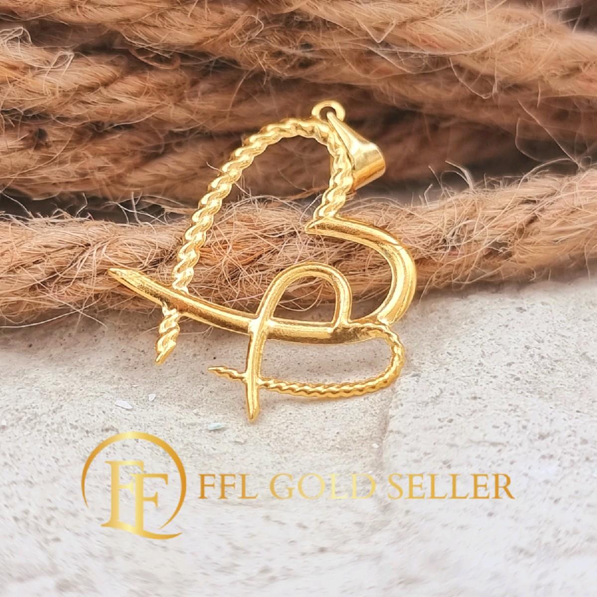Two Heart Rope Gold Pendant
