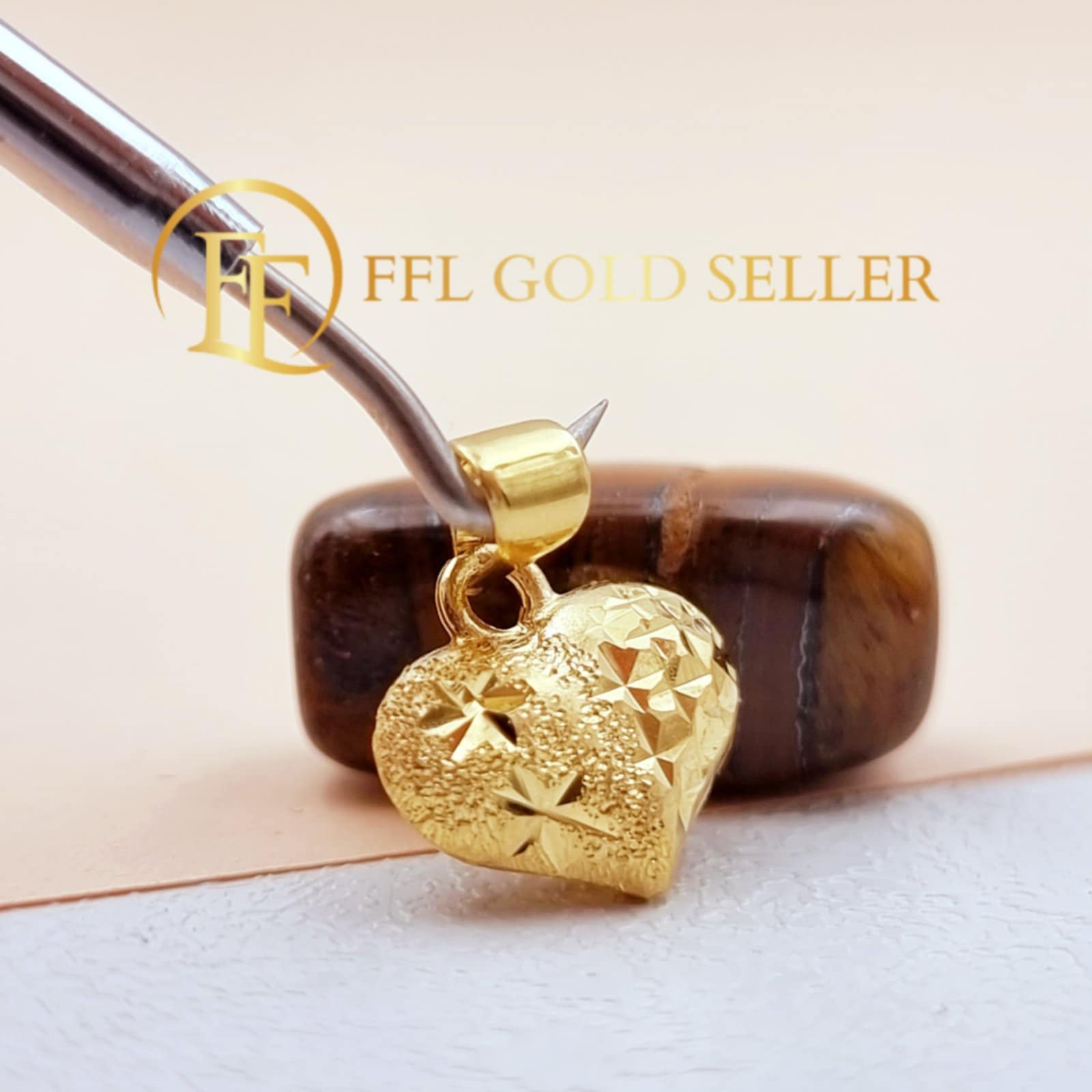 Half Diacut Half Frosted Gold Pendant