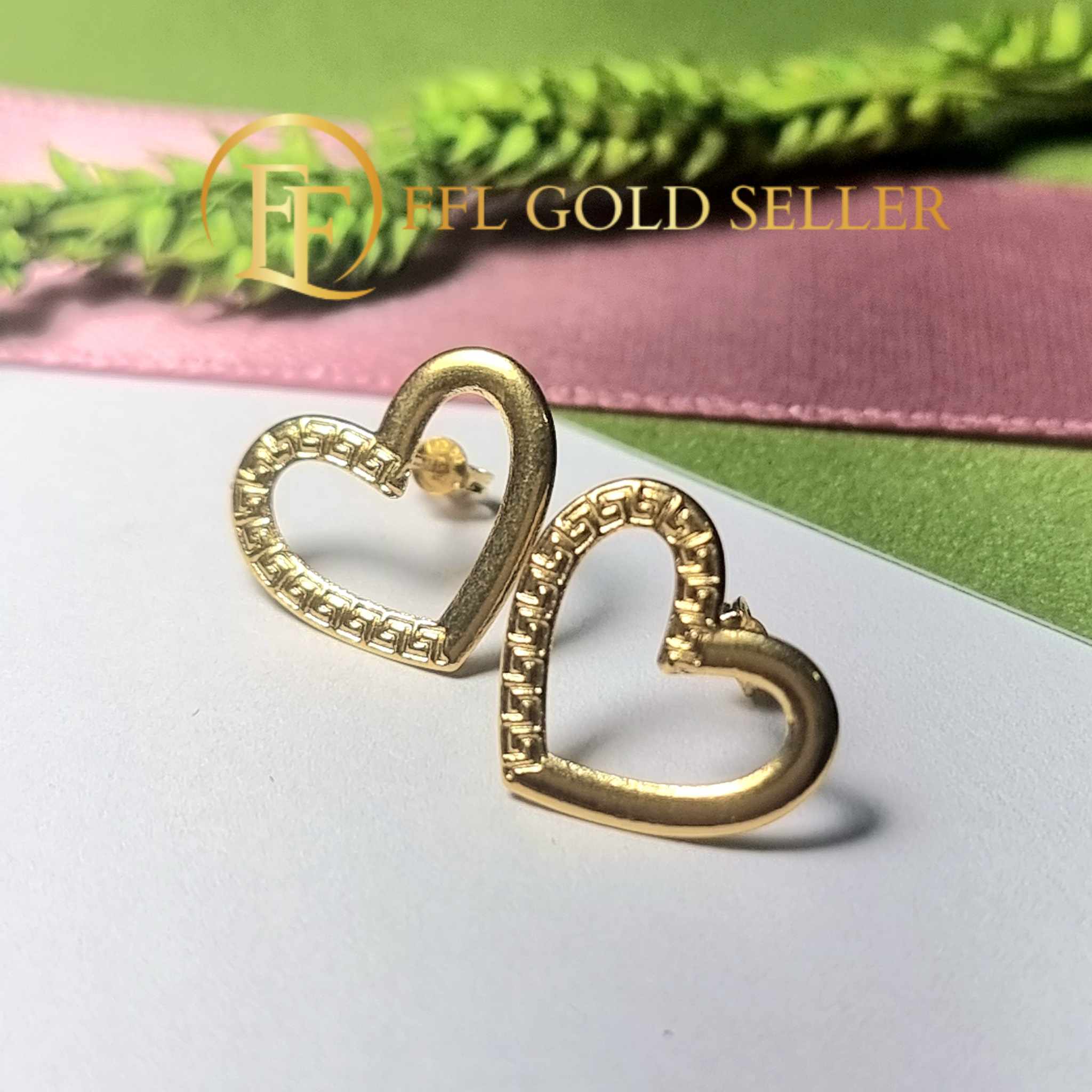 Half F Heart Stud Earring