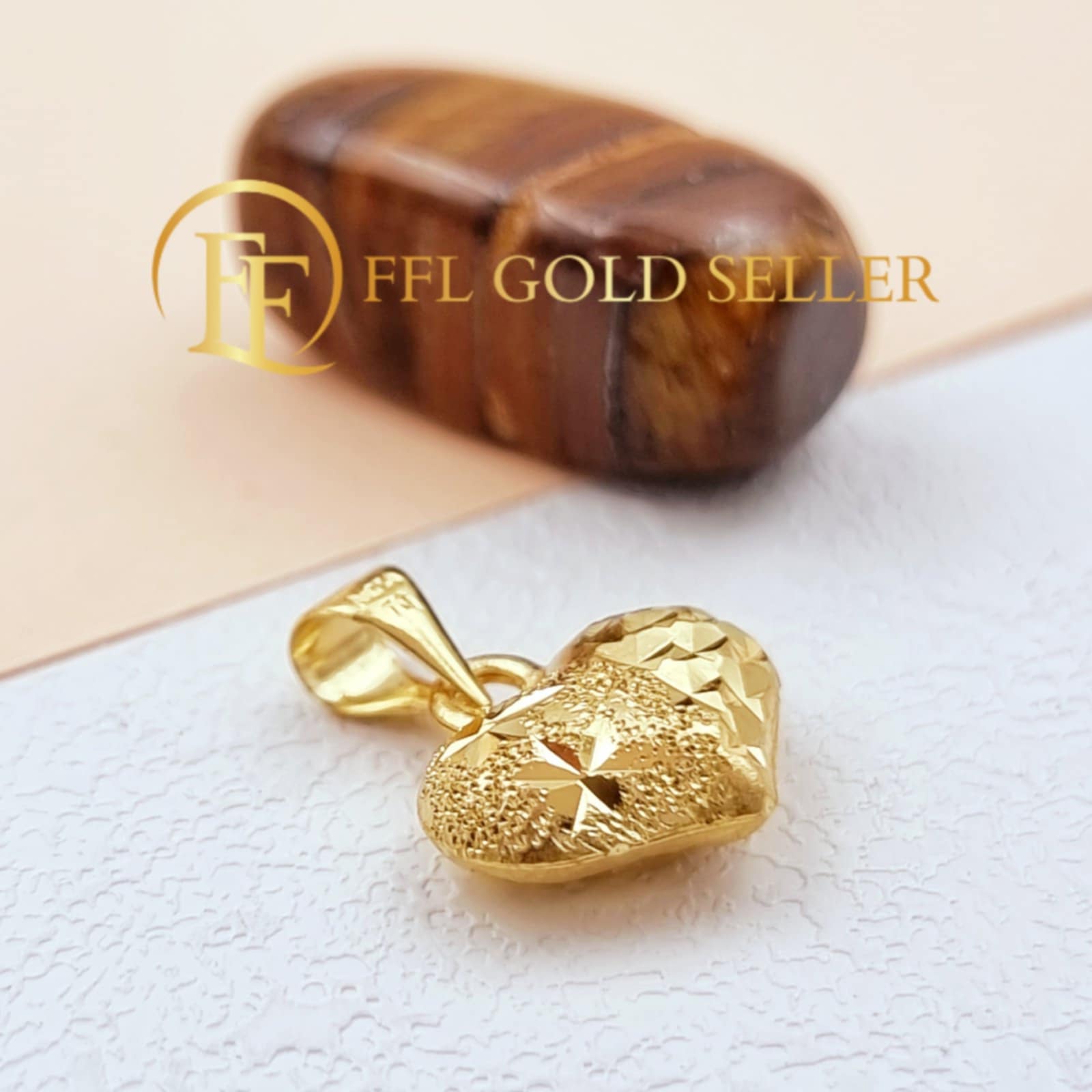 Half Diacut Half Frosted Gold Pendant