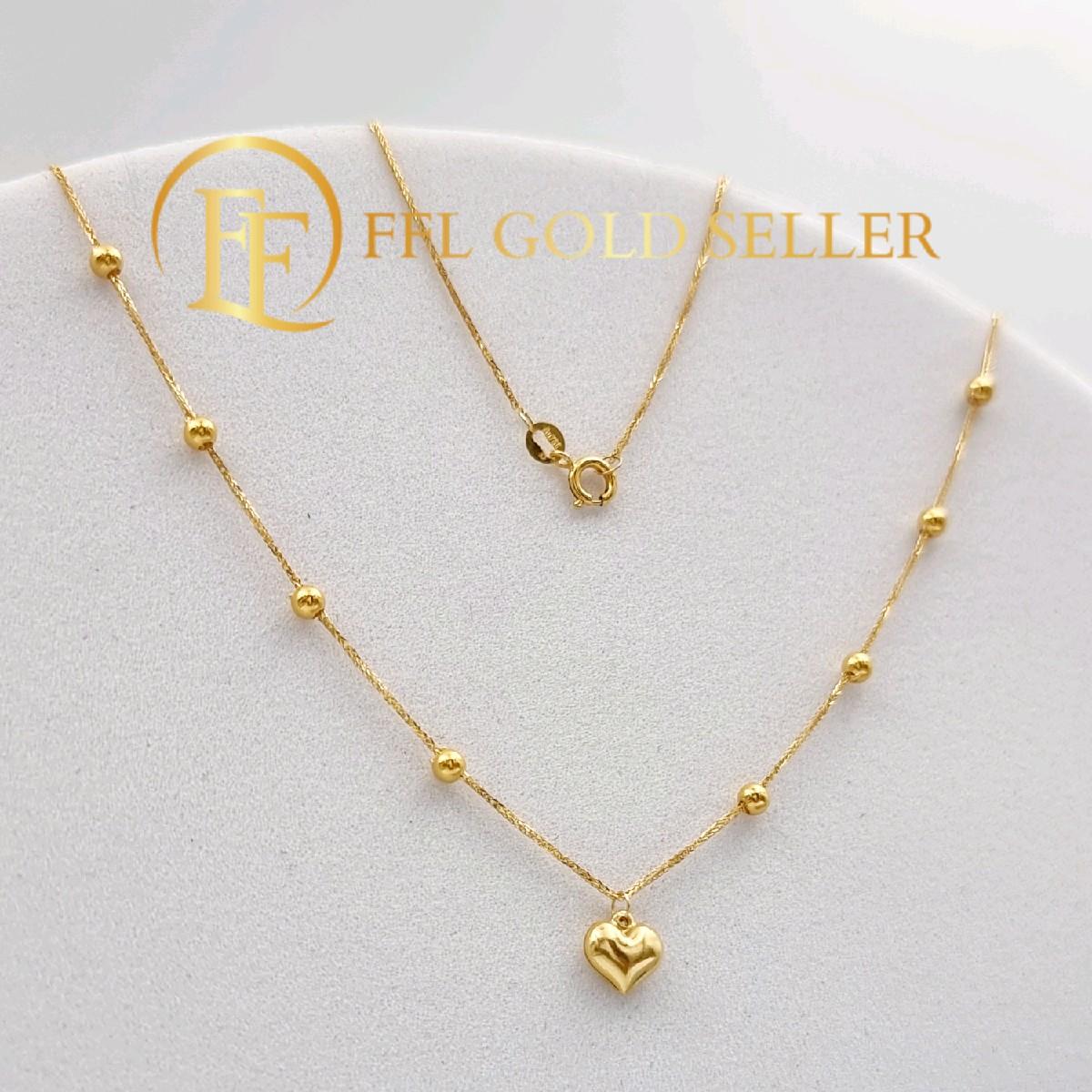 Heart Ball Station Centerchain Necklace