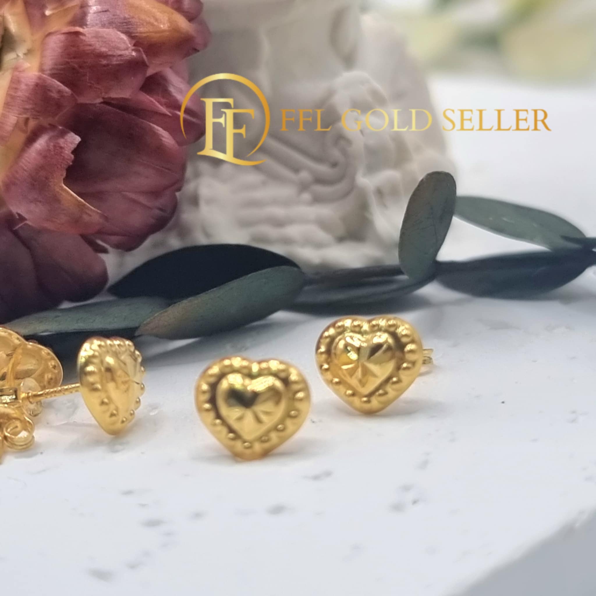 Heart Bubble Diacut Stud Earring