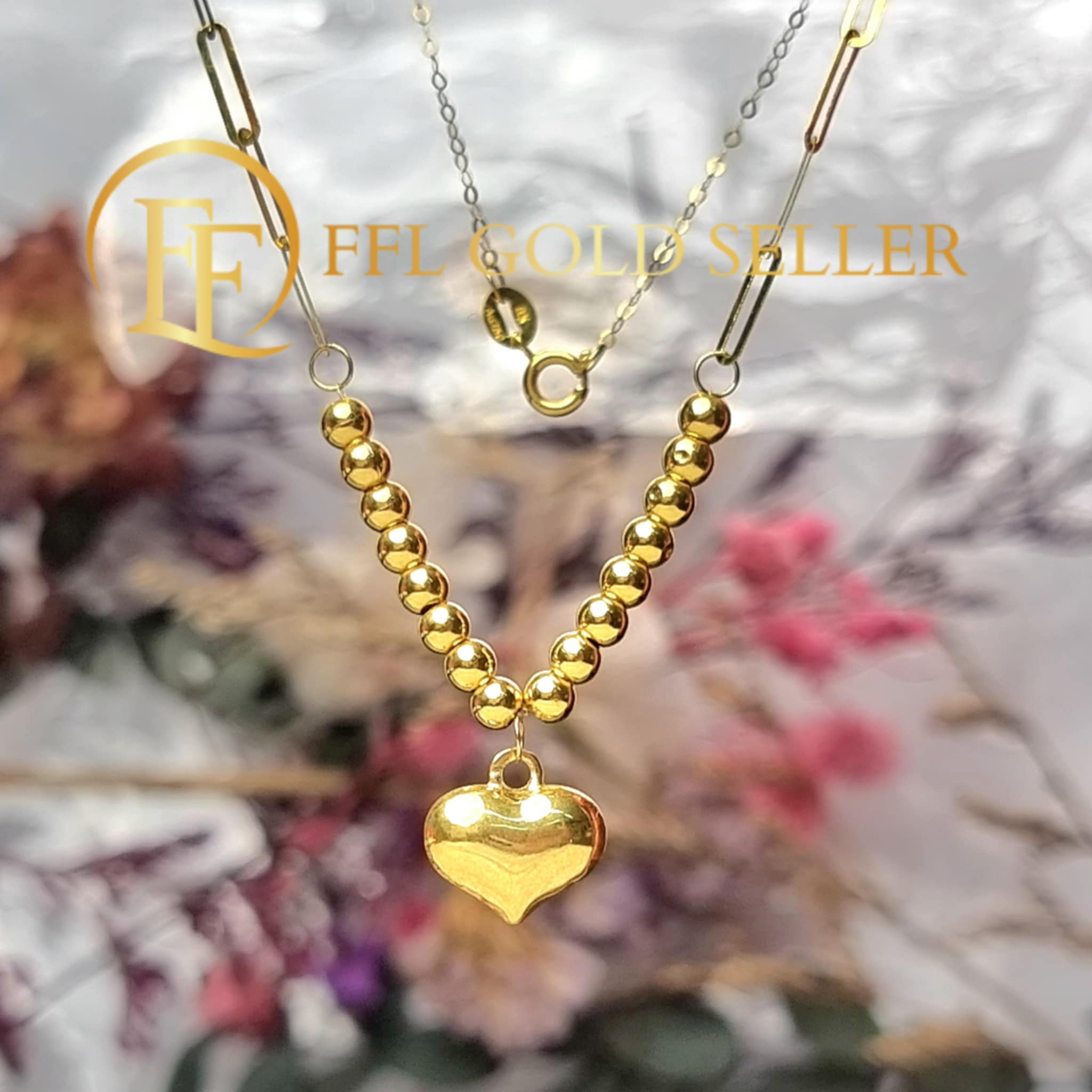 Heart Buo Ball Paperclip Centerchain Necklace