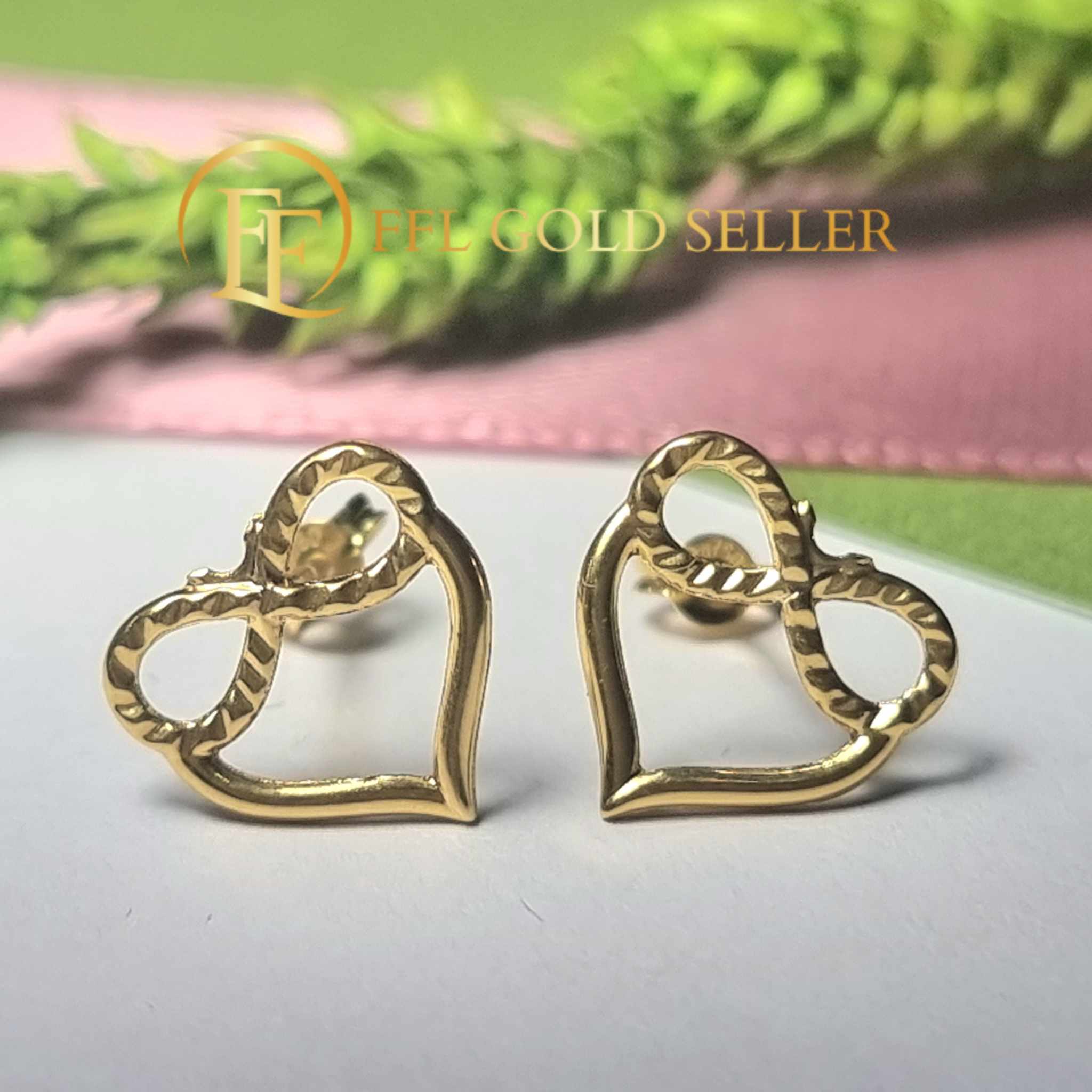 Heart Ribbon Stud Earring