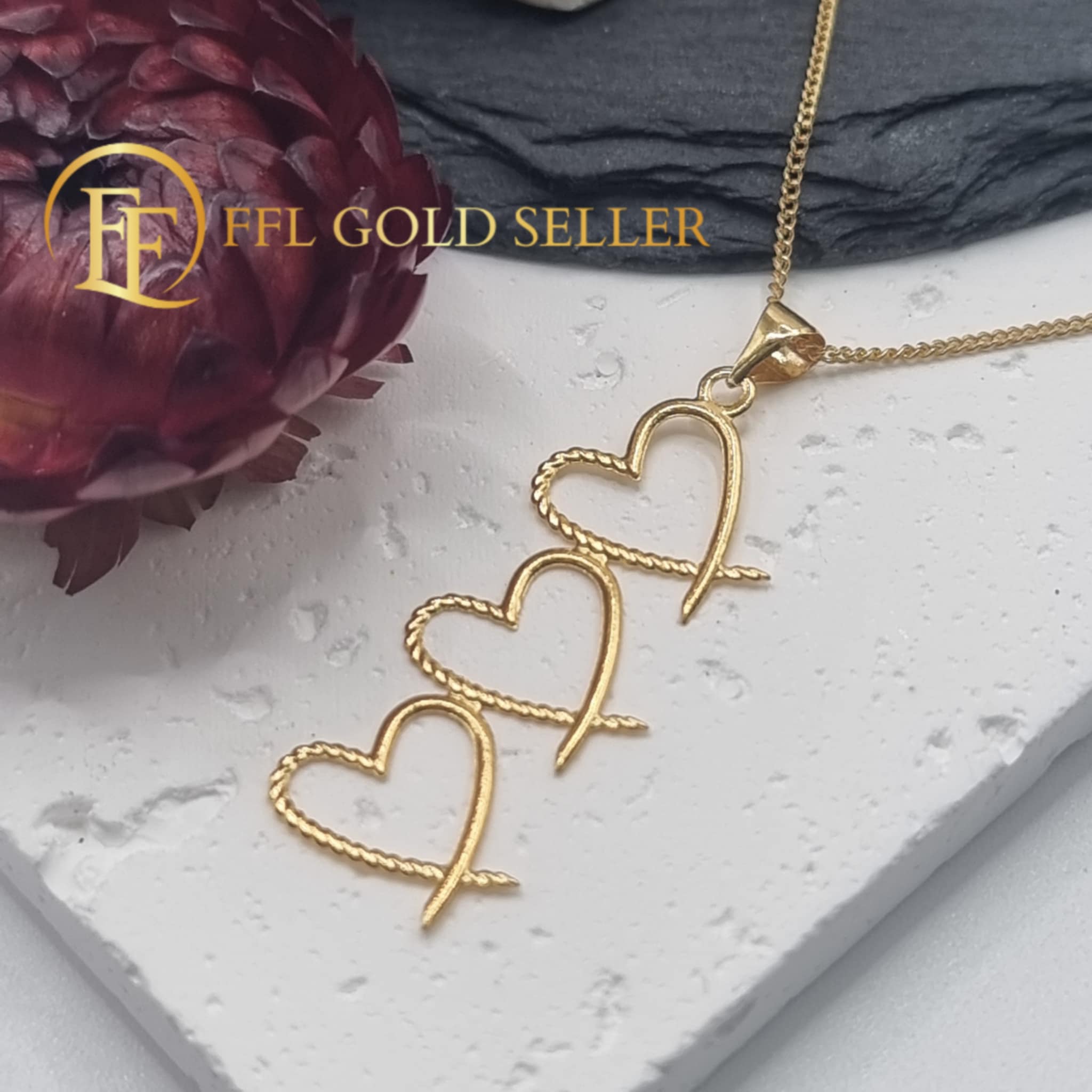 Heart Triple Gold Pendant
