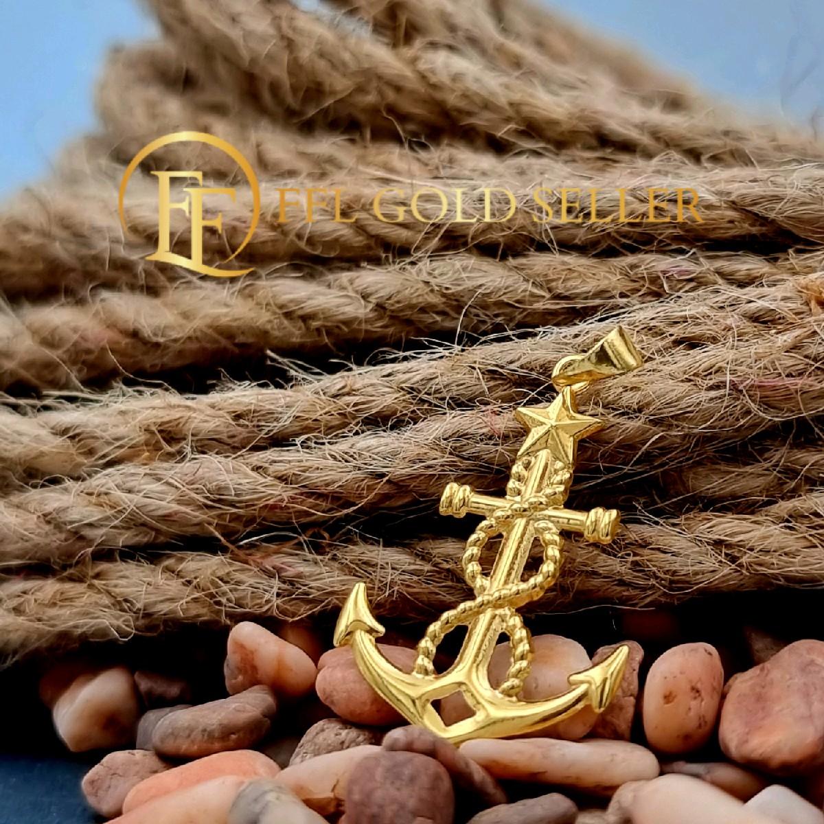 Large Anchor Design Gold Pendant
