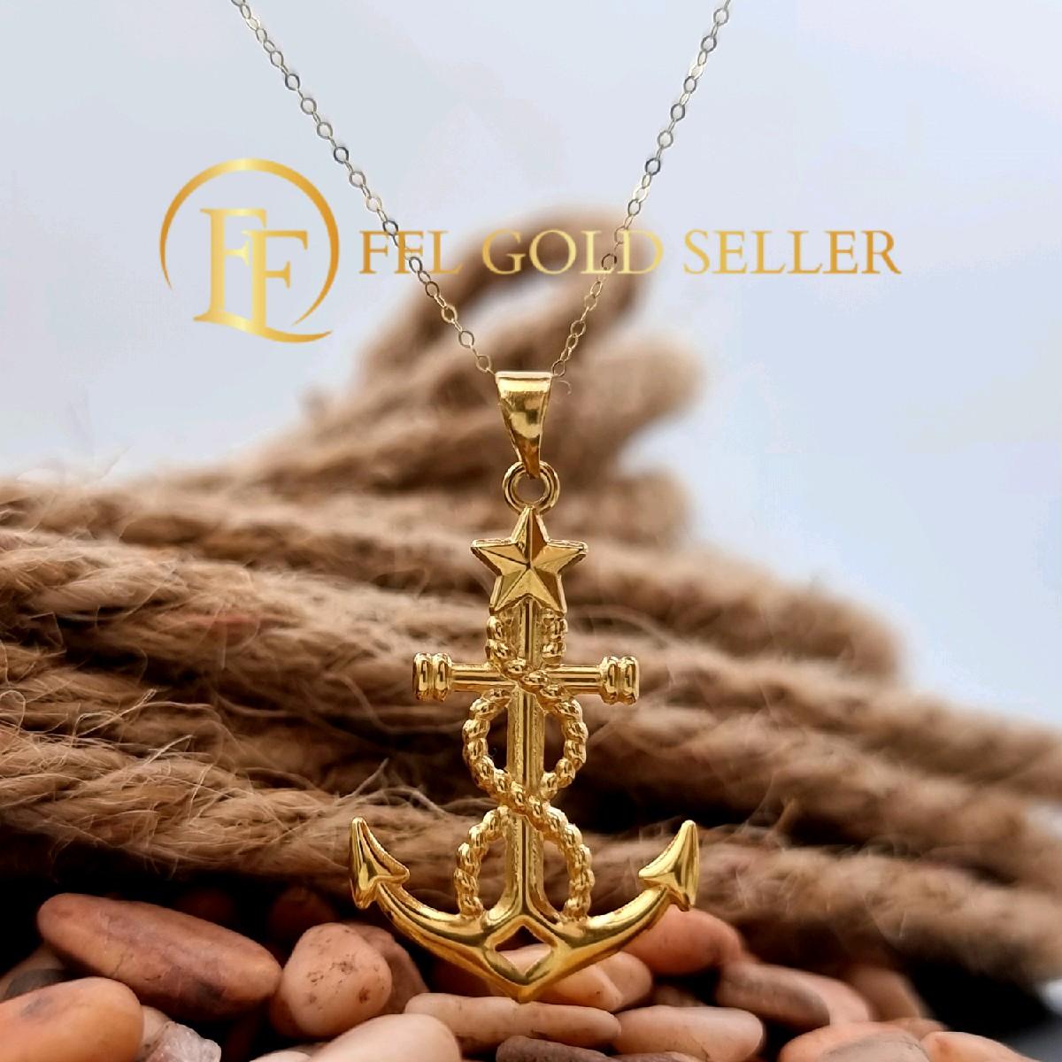 Large Anchor Design Gold Pendant