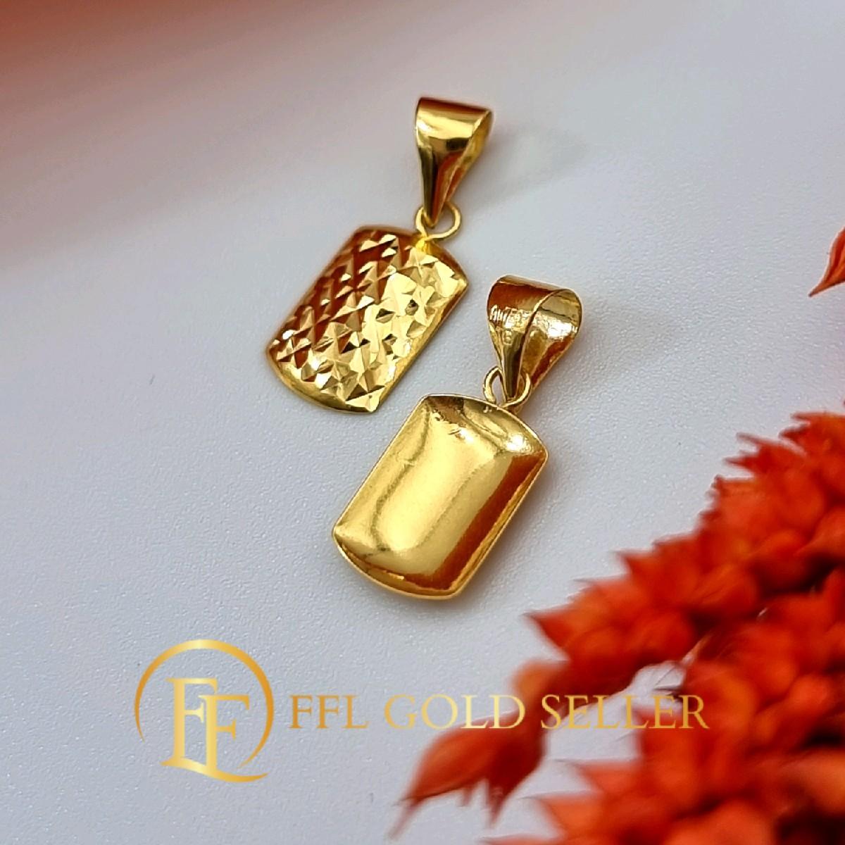 Rectangle Diacut Gold Pendant