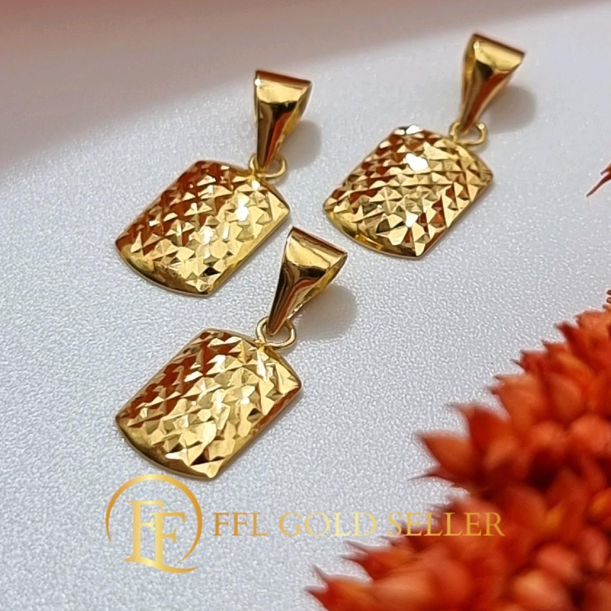 Rectangle Diacut Gold Pendant