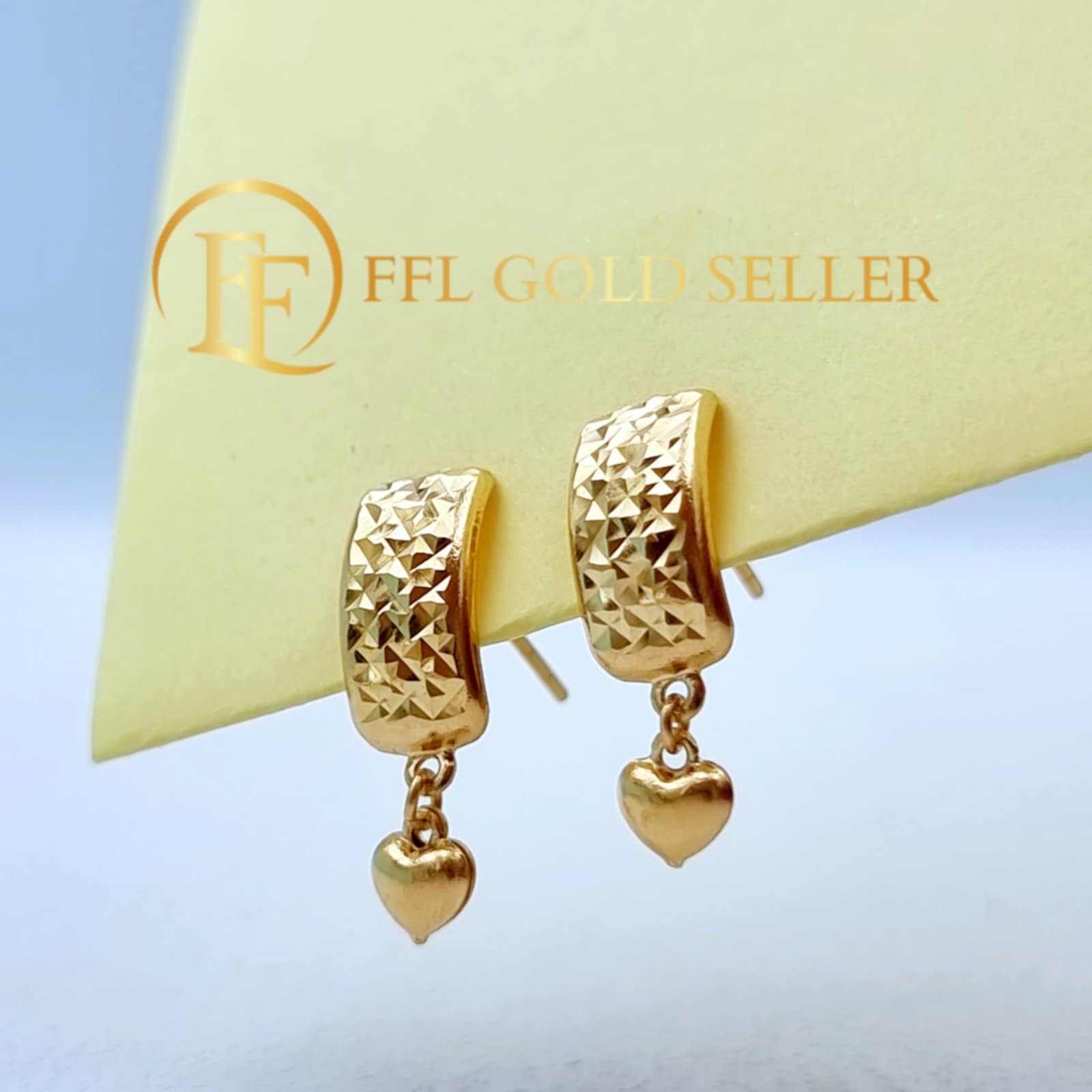 Rectangle with Buo Heart Dangling Earring