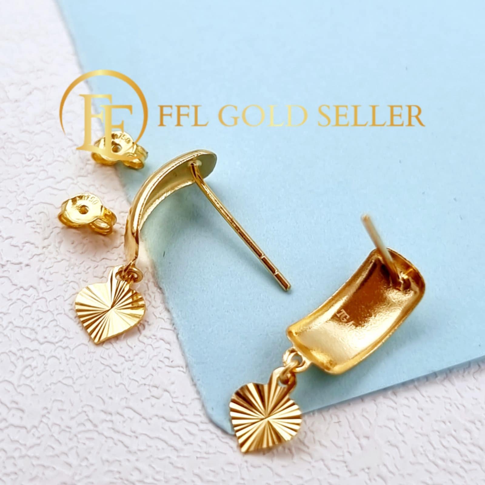 Rectangle with Heart Diacut Dangling Earring