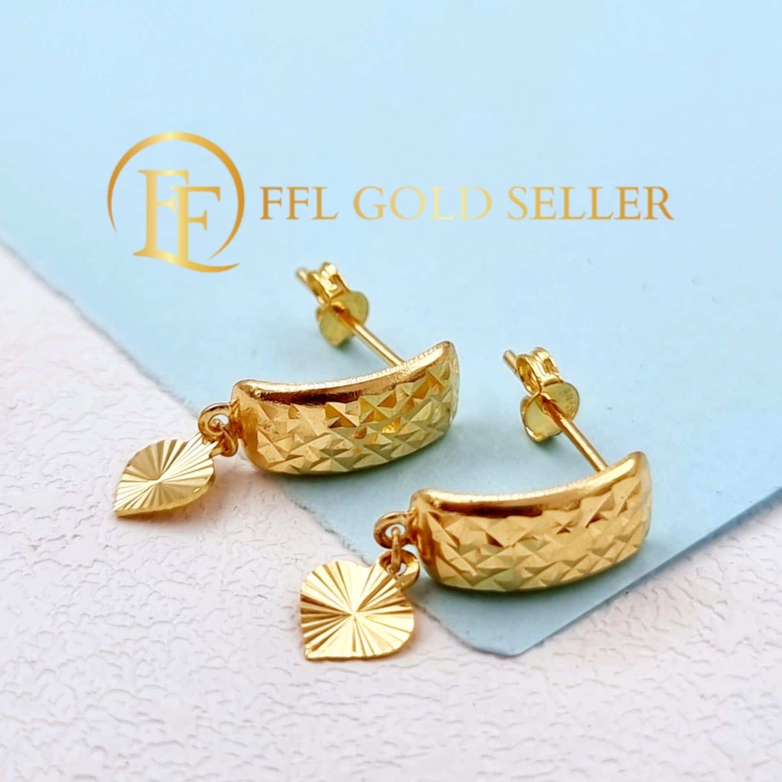 Rectangle with Heart Diacut Dangling Earring