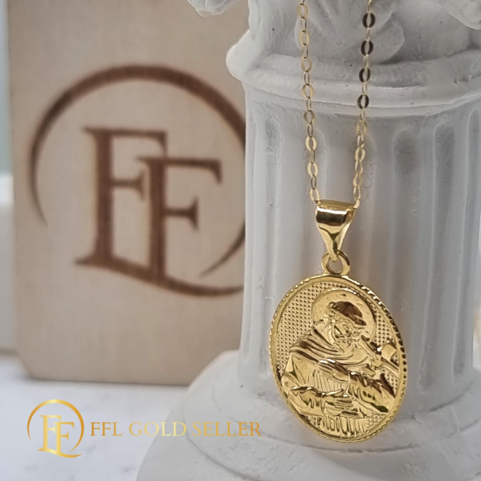 Religious Oval Gold Pendant