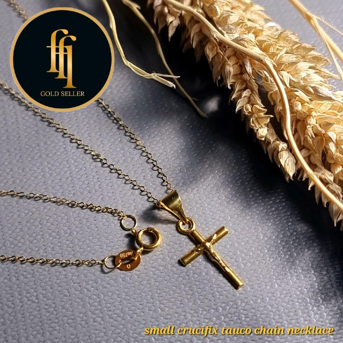 Small Crucifix Edge Gold Pendant