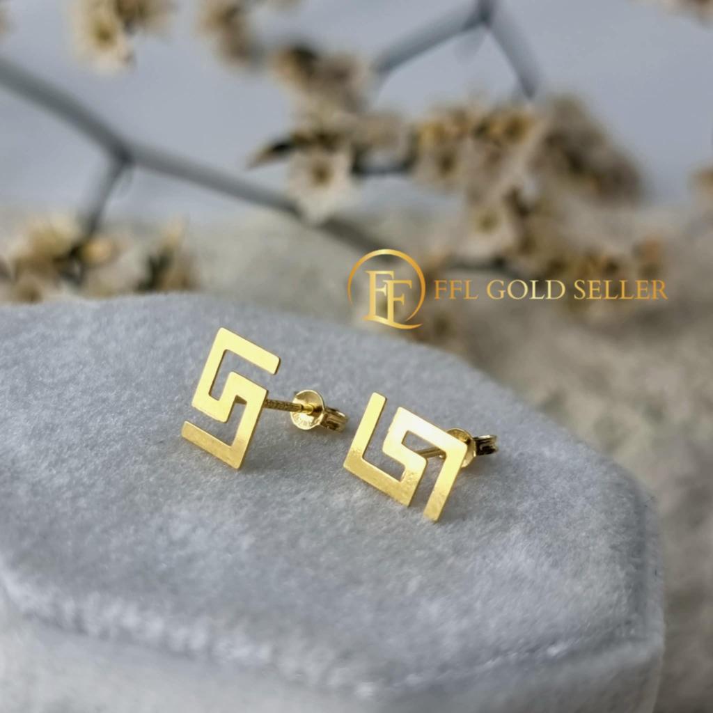 Square F Stud Earrings