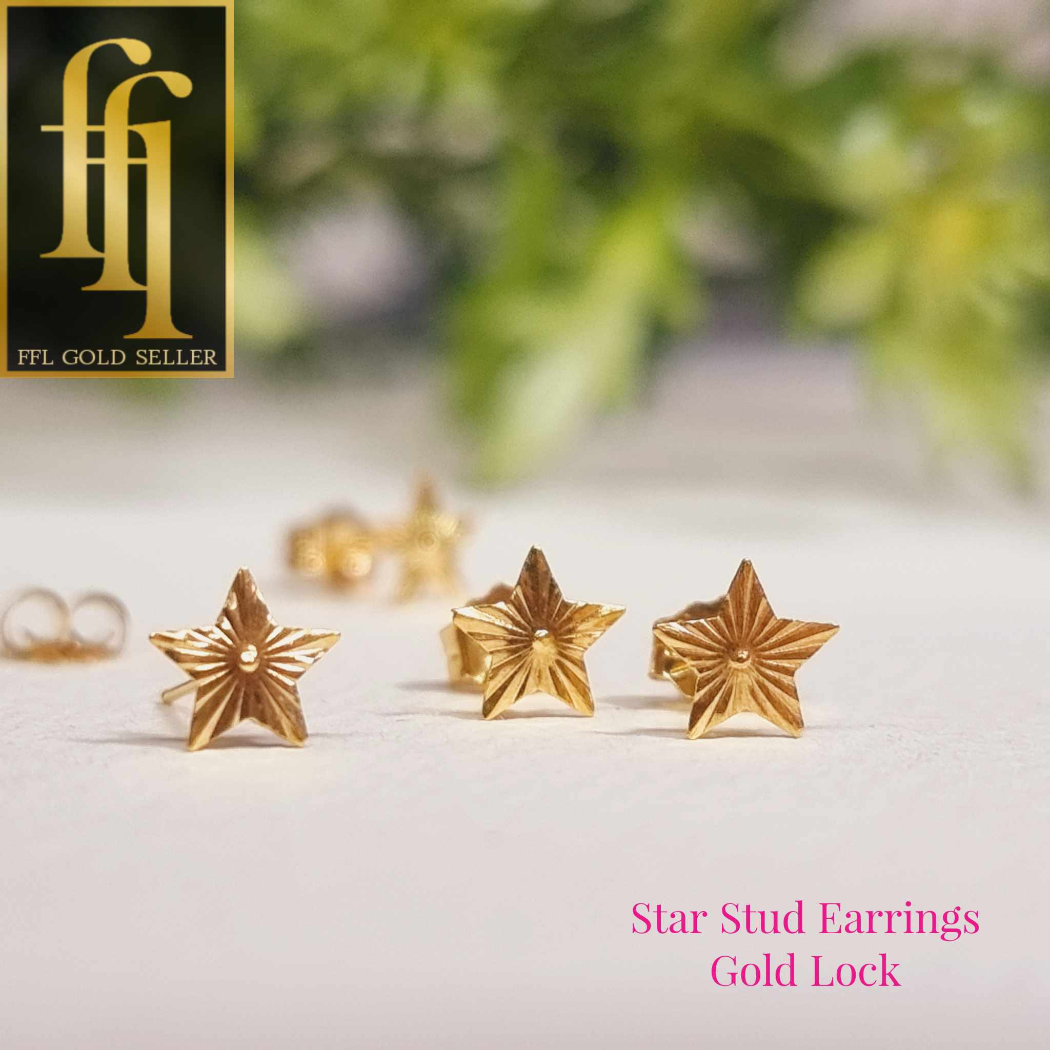 Star Stud with Gold Lock Earring