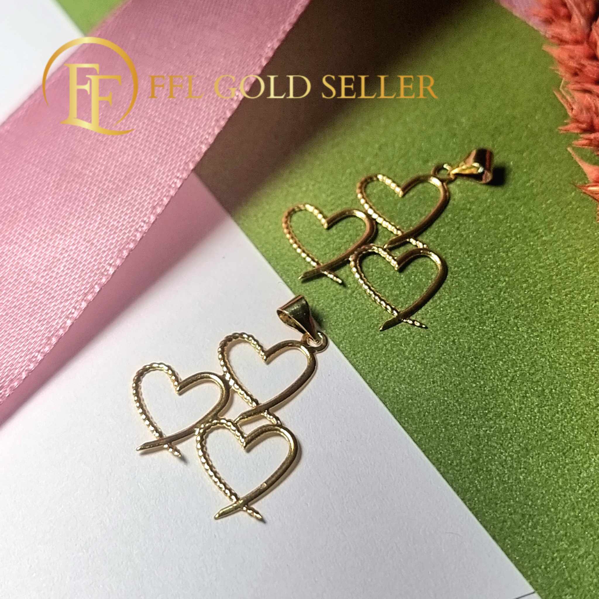 Three Rope Hearts Gold Pendant