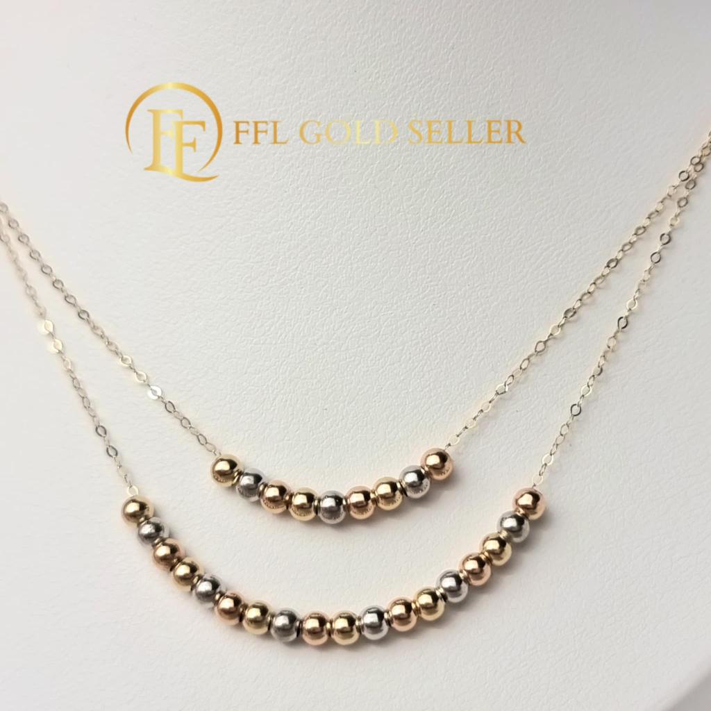Tricolor Double Chain Bubble Centerchain Necklace