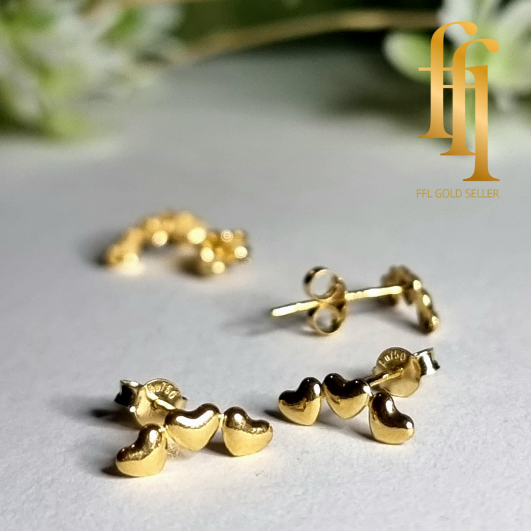 Triplet Heart Stud Earring
