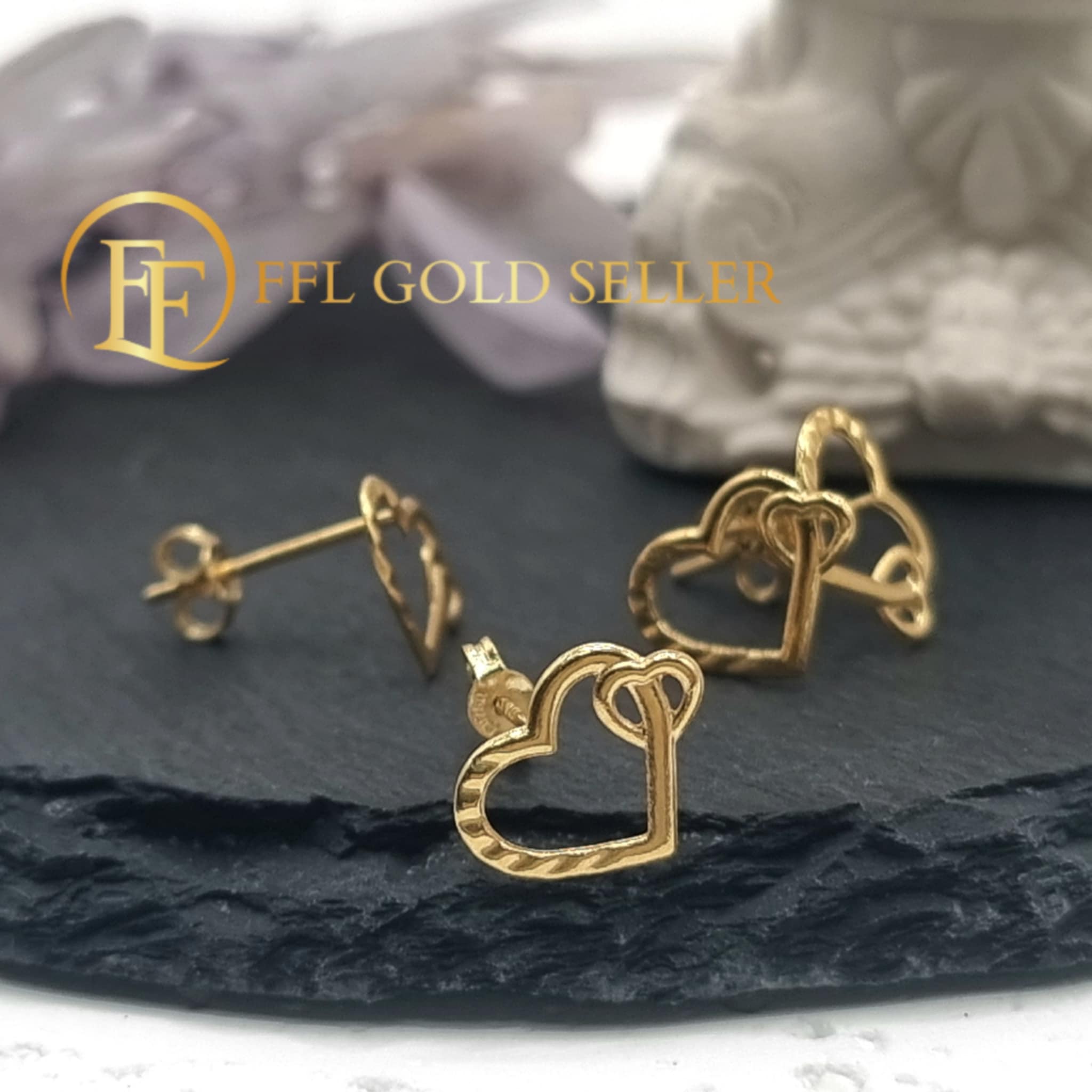 Twin Heart Stud Earring