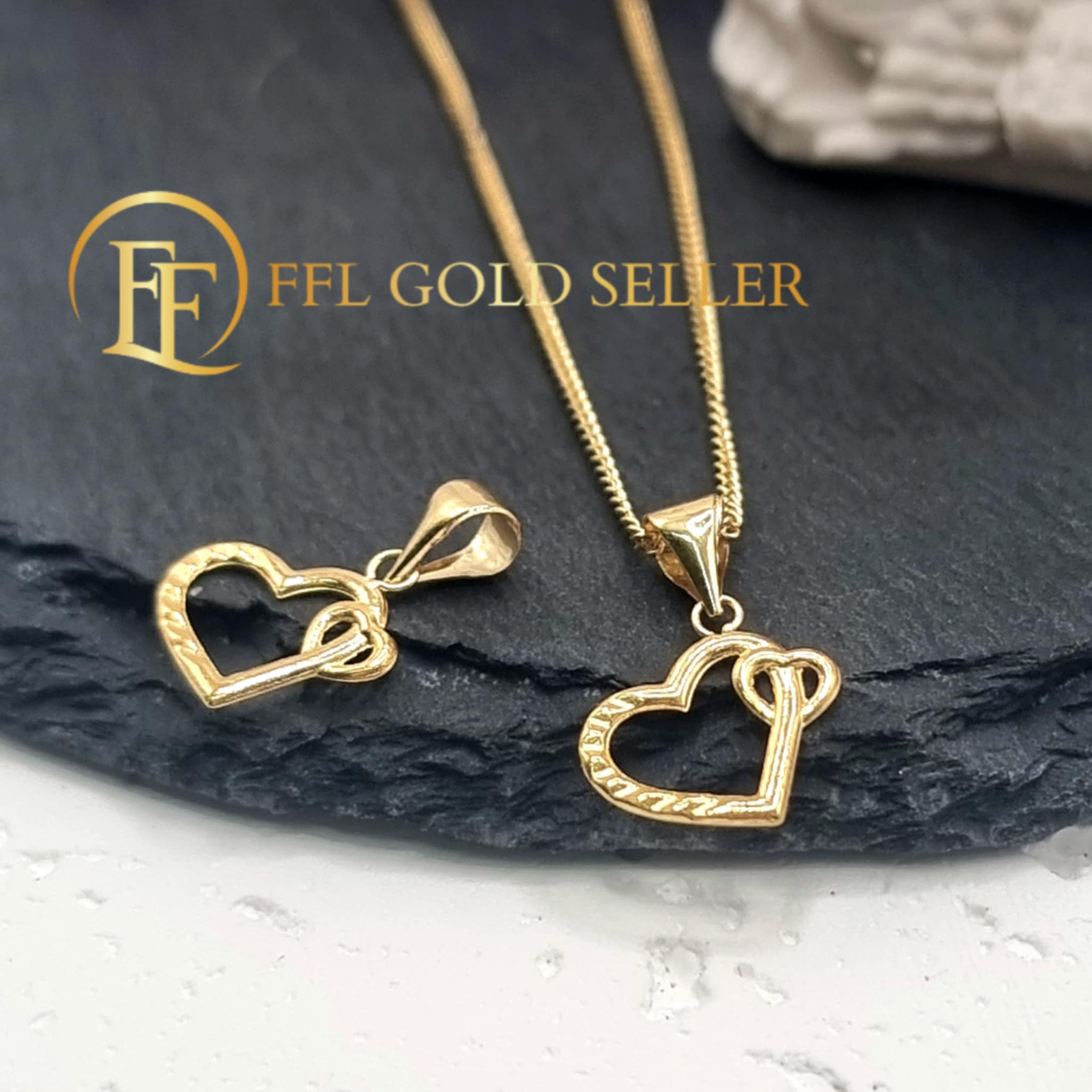 Twin Hearts Gold Pendant