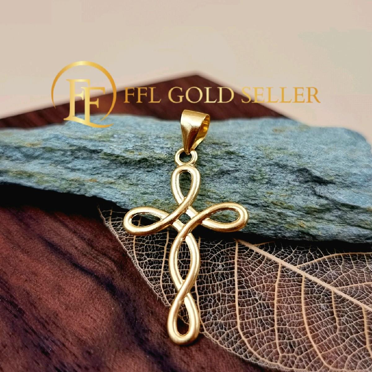 Twirly Cross Gold Pendant