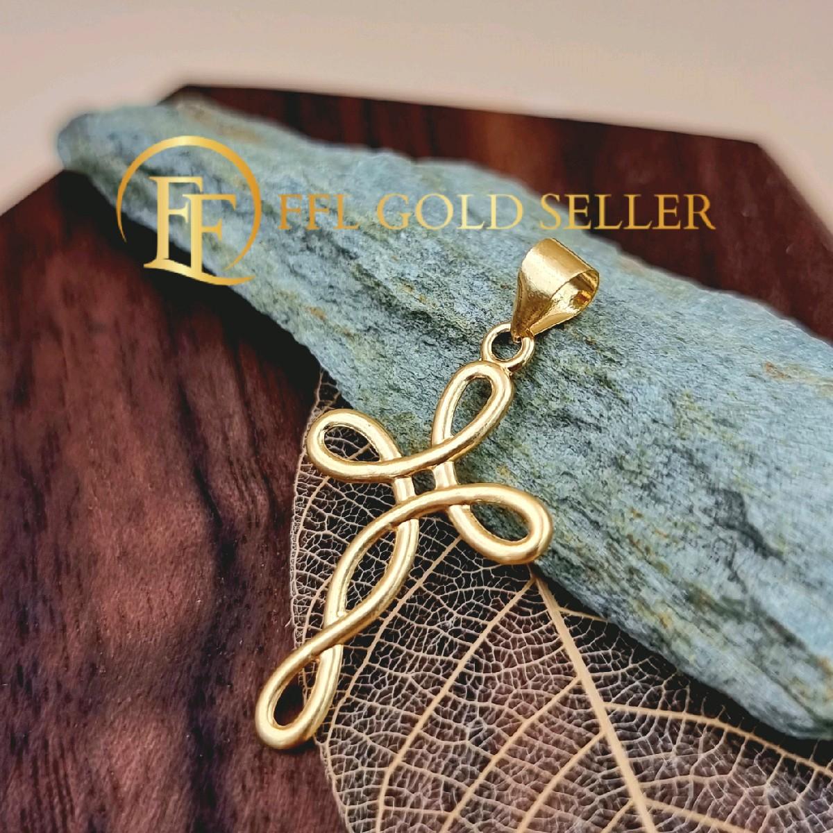 Twirly Cross Gold Pendant