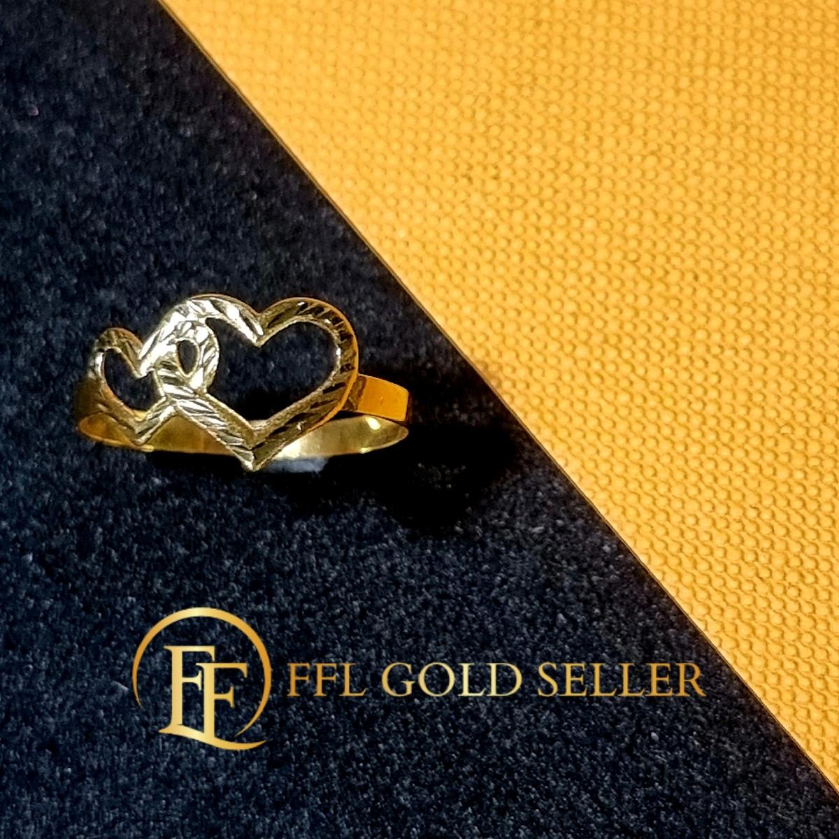 Double Diacut Heart Ring
