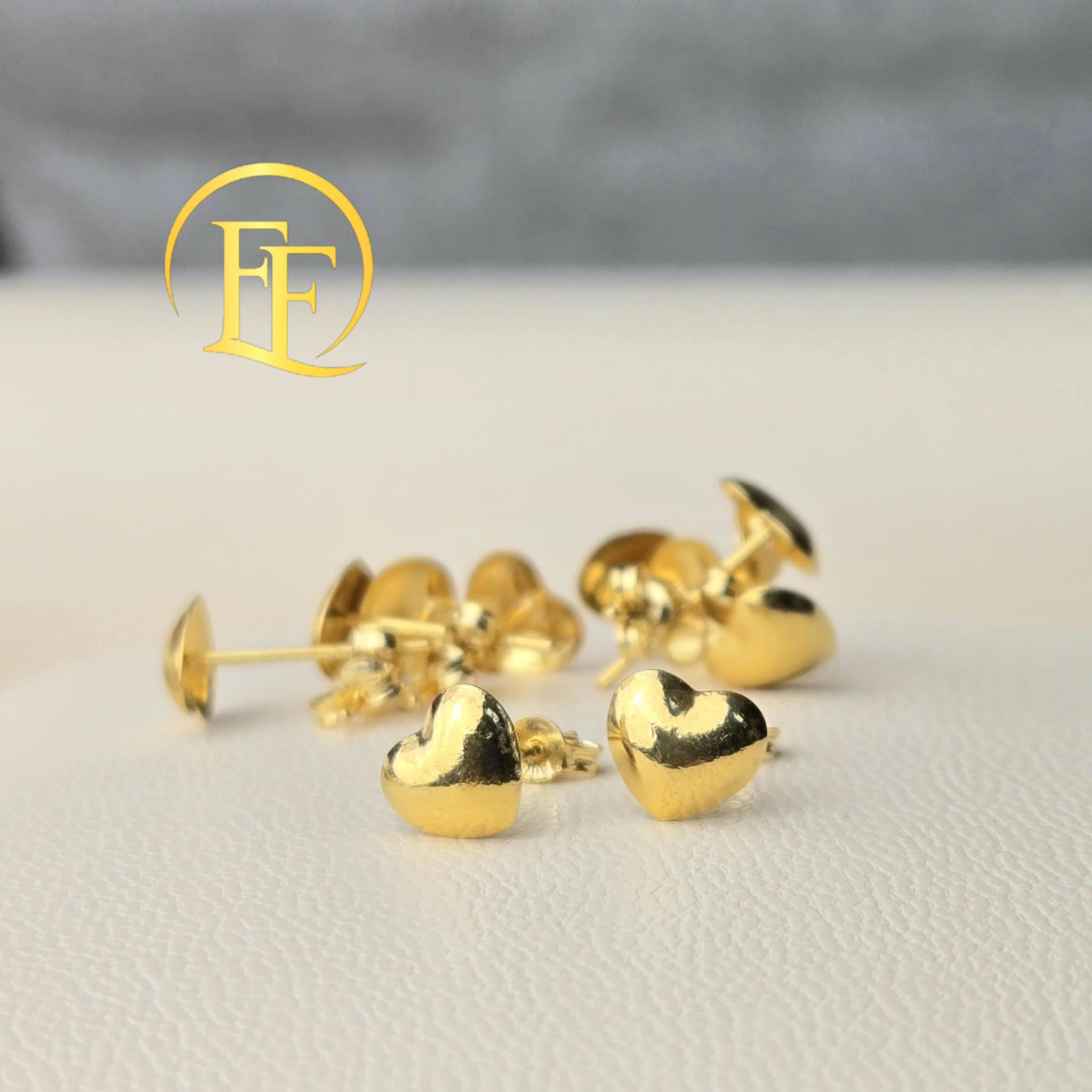 Shiny Heart Stud Earrings